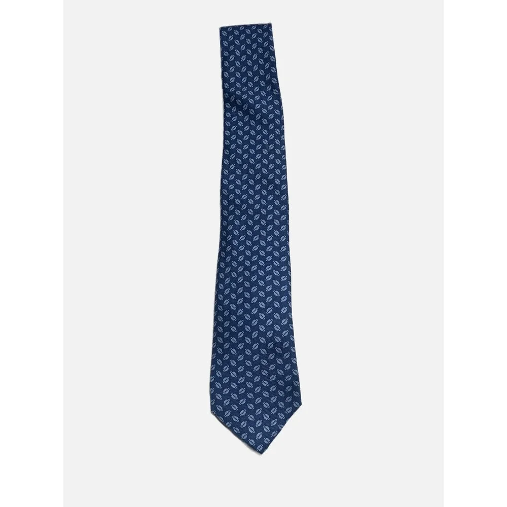 Vineyard Vines Silk Tie Kids OS Blue Football Pattern Sporty Preppy Accessory